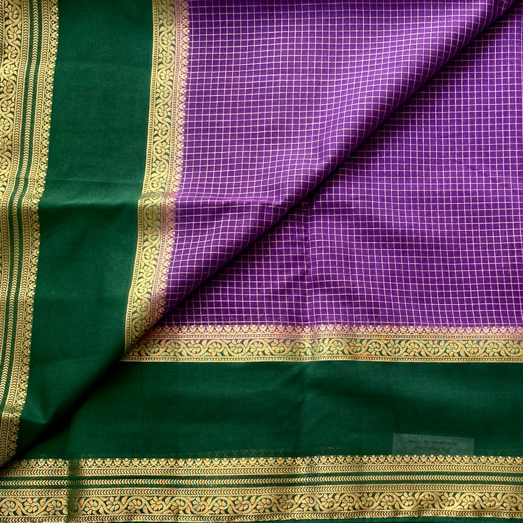 Royal Purple Saree Emerald Pallu Gold Zari Brocade Bridal Collection