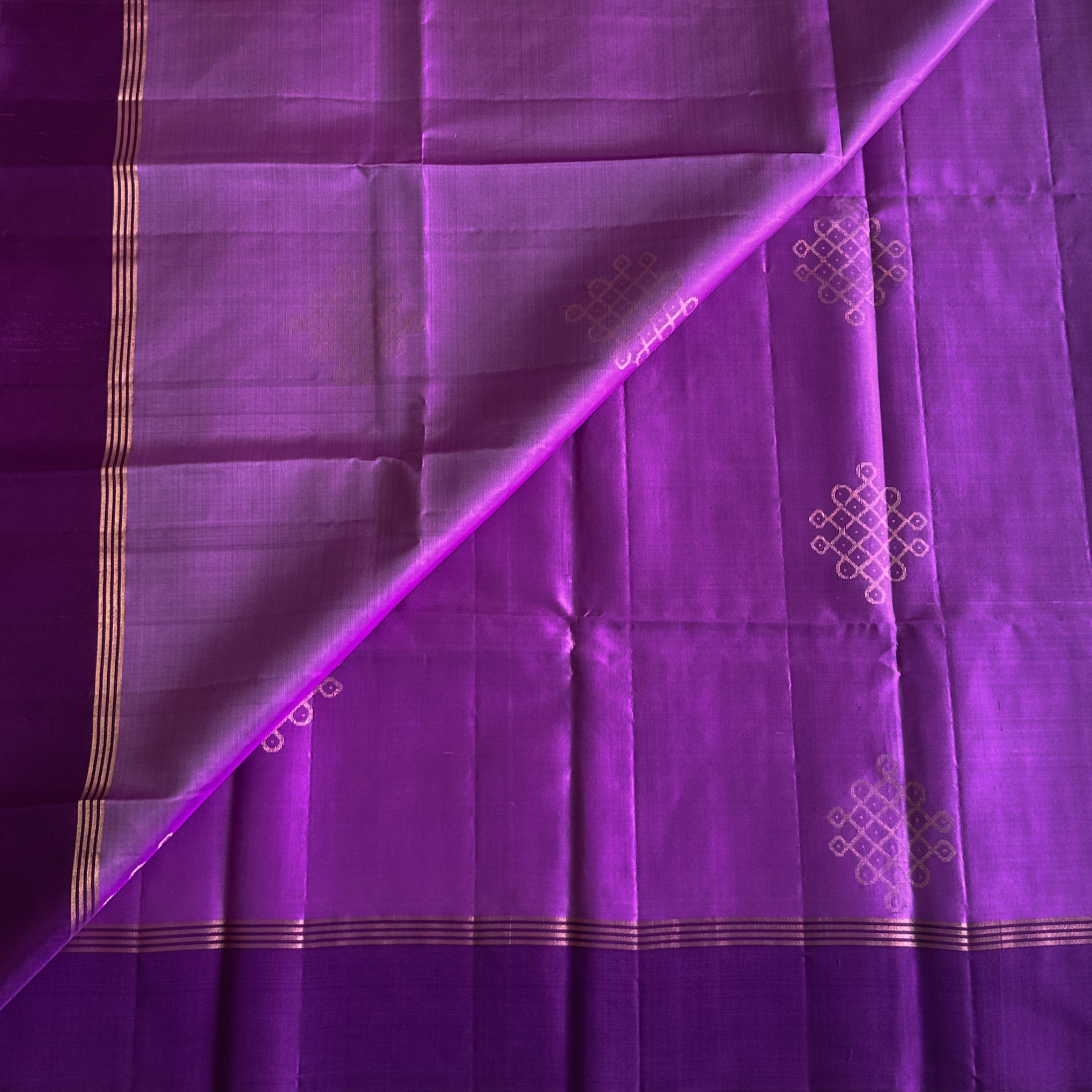 Royal Purple Gold Lattice Silk Saree Traditional Festive Wear Handloom