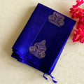 Cobalt Blue Saree Gold Woven Elephant Motif Traditional Festive Silk