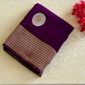 Royal Purple Silk Saree Antique Gold Bird Medallion Zari Border