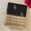 Cream Black Silk Saree Gold Zari Paisley Brocade Contrast Border