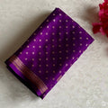 Royal Purple And Antique Gold Banarasi Crepe Silk Saree With Woven Pallu