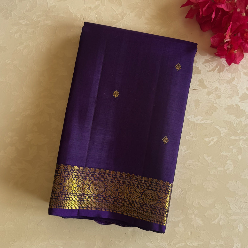 Royal Purple Silk Saree With Gold Woven Pallu And Border