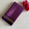 Metallic Mauve Kanjeevaram Pure Zari Silk Saree With Royal Purple Pallu