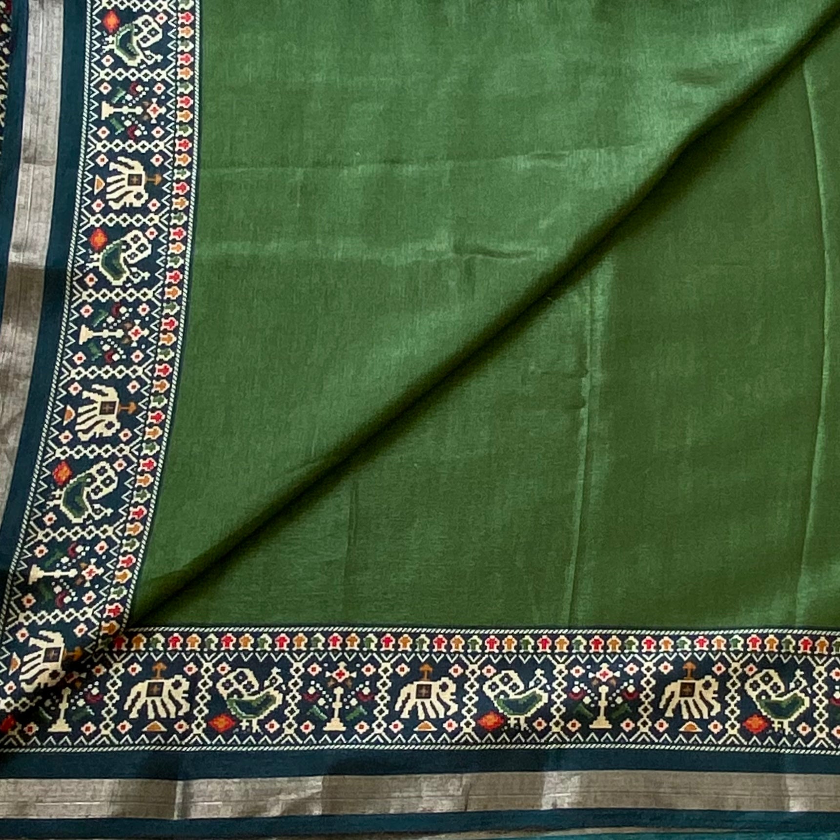 Rare Olive with deep teal soft printed cotton comfort
