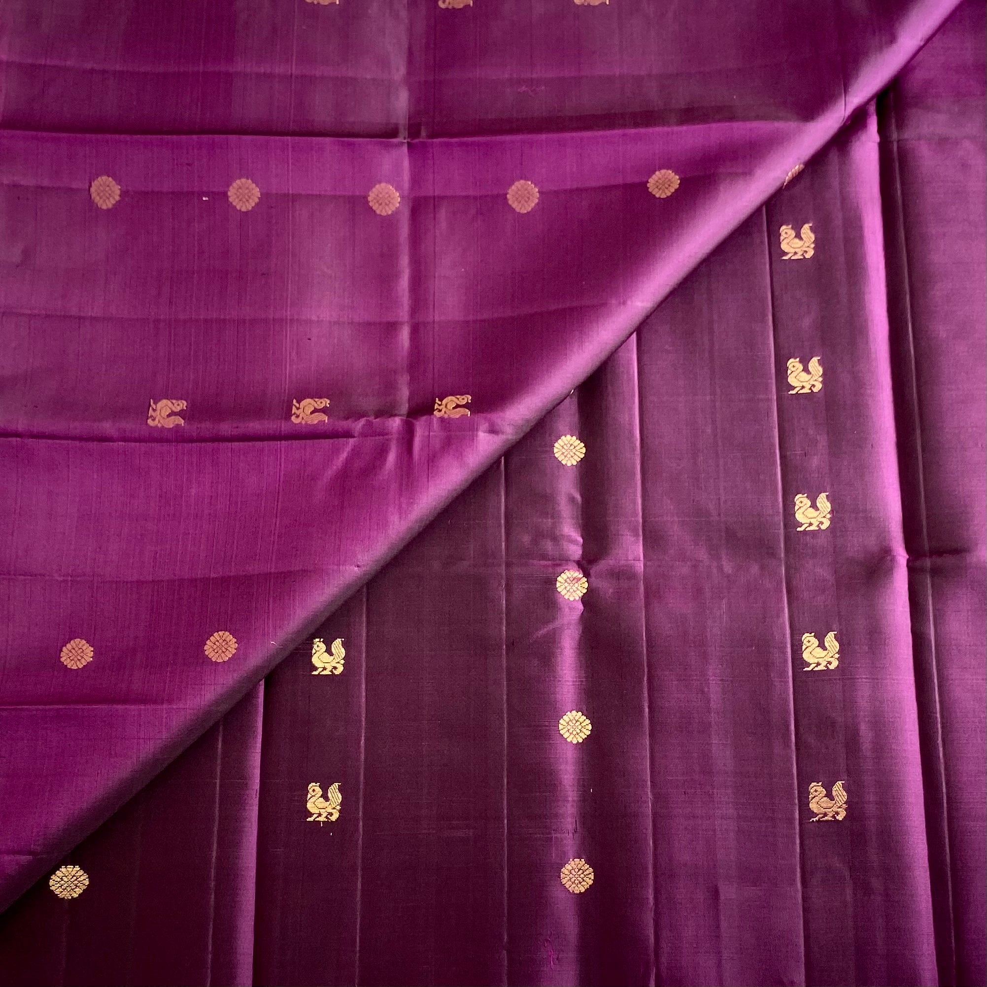 Deep Purple Designer Pure Silk Saree With Rose Pink Pallu