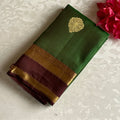 Emerald Green Designer Pure Silk Maroon Border Brocade Zari Saree