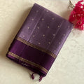 Deep Violet Silk Saree Antique Gold Diamond Pallu Gold Border