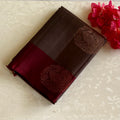 Slate Gray Designer Pure Silk Saree With Burgundy Maroon Pallu