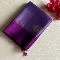 Metallic Lavender Designer Pure Silk Saree With Deep Plum Pallu