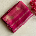 Vibrant pink with deep magenta soft crepe with quirky bird buttas