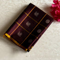Deep Brown Plum Designer Pure Silk Saree With Mustard Yellow Pallu