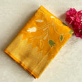 Mustard Yellow Silk Saree Gold Zari Floral Tassel Pallu Traditional