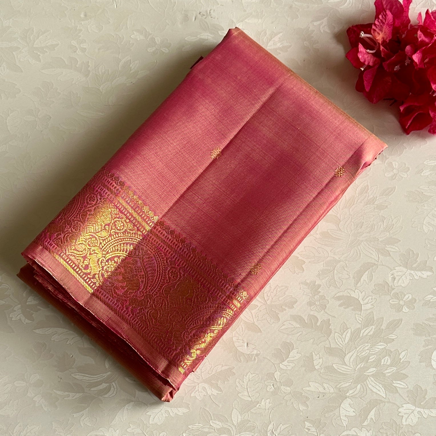 Blush Pink Kanjeevaram Pure Zari Silk Luxury