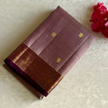 Dusty Mauve Kanjeevaram Pure Zari Silk With Royal Magenta Pallu