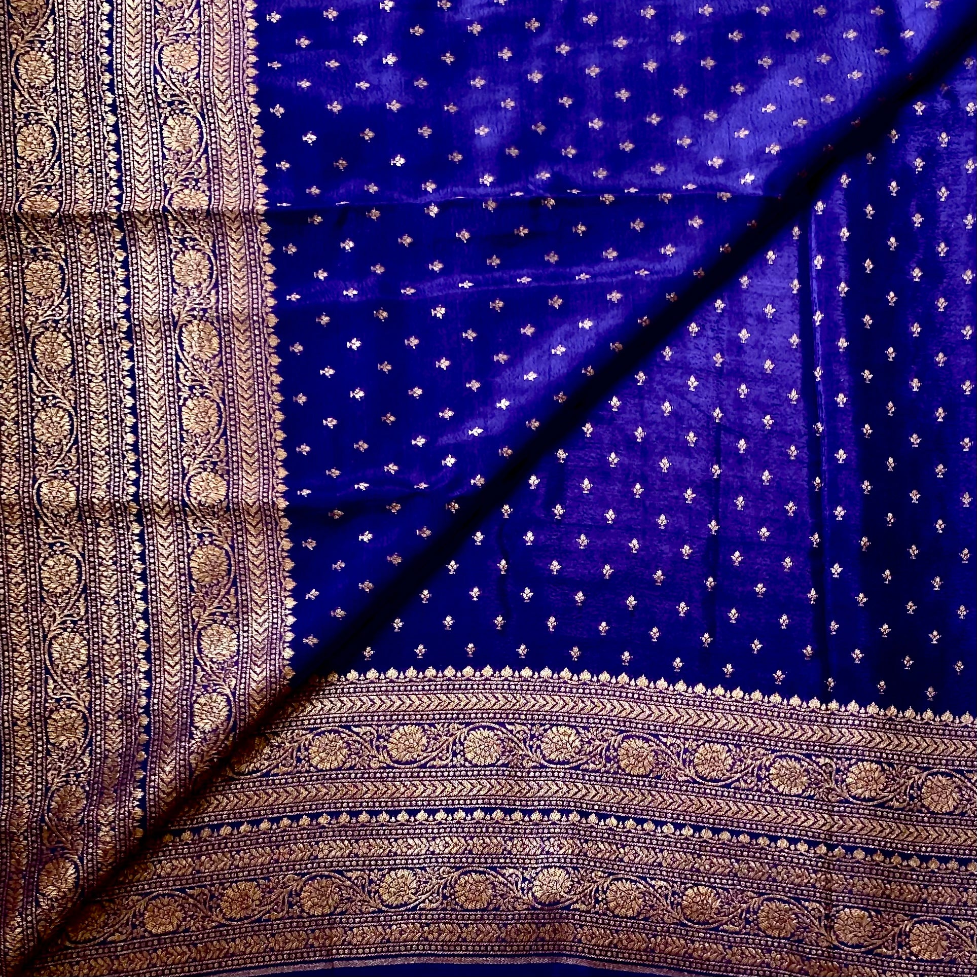 Royal Purple Silk Brocade Saree with Gold Zari Pallu Border