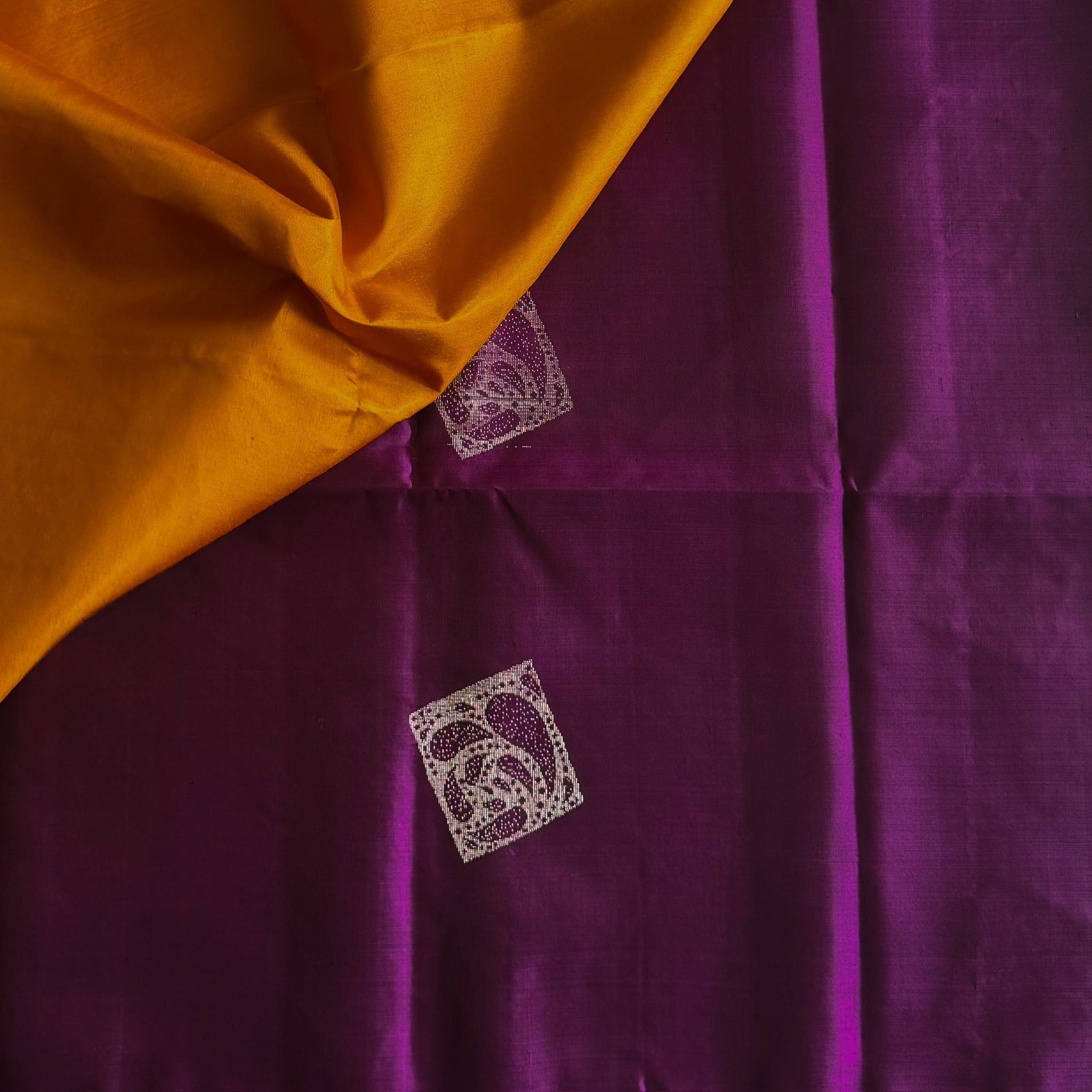 Elegant Purple Gold Woven Saree With Paisley Motifs And Tassels