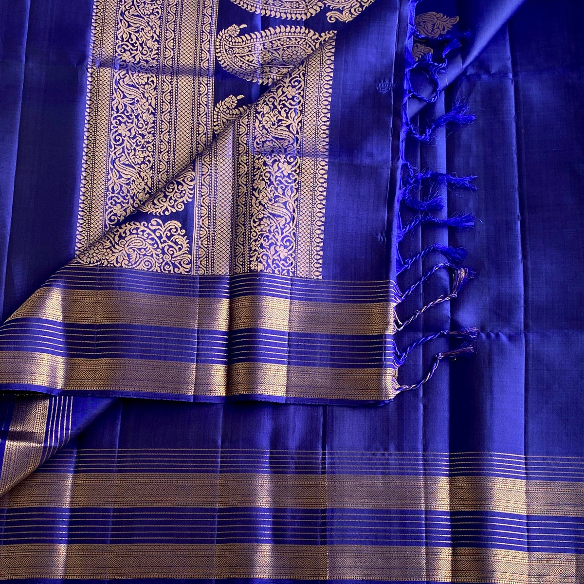 Royal Blue Antique zari Designer Pure Silk Saree With Paisley Zari