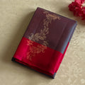 Fuchsia Blue Silk Saree Gold Zari Floral Motif Traditional Elegant