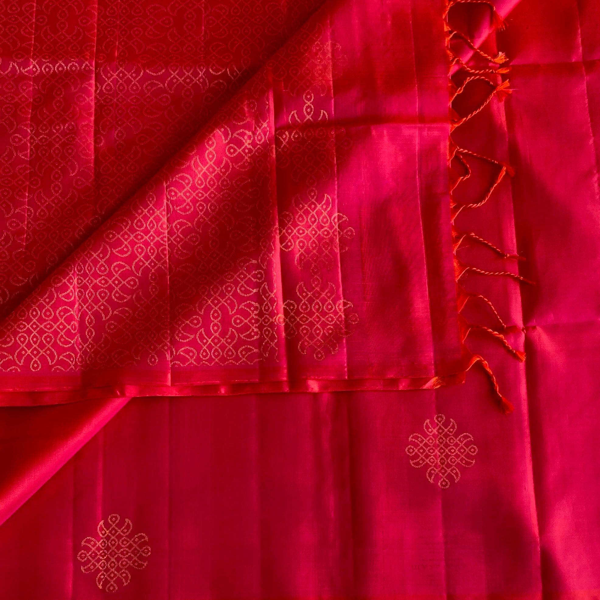 Rani Pink Designer Pure Silk Saree With Gold Zari Buti