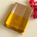 Mustard Yellow Silk Saree with Silver Zari Pallu Floral Motifs