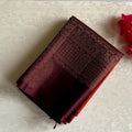 Deep Maroon And Bright Orange Designer Pure Silk Saree With Zari
