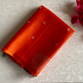 Burnt Orange Designer Pure Silk Saree With Teal Green Pallu