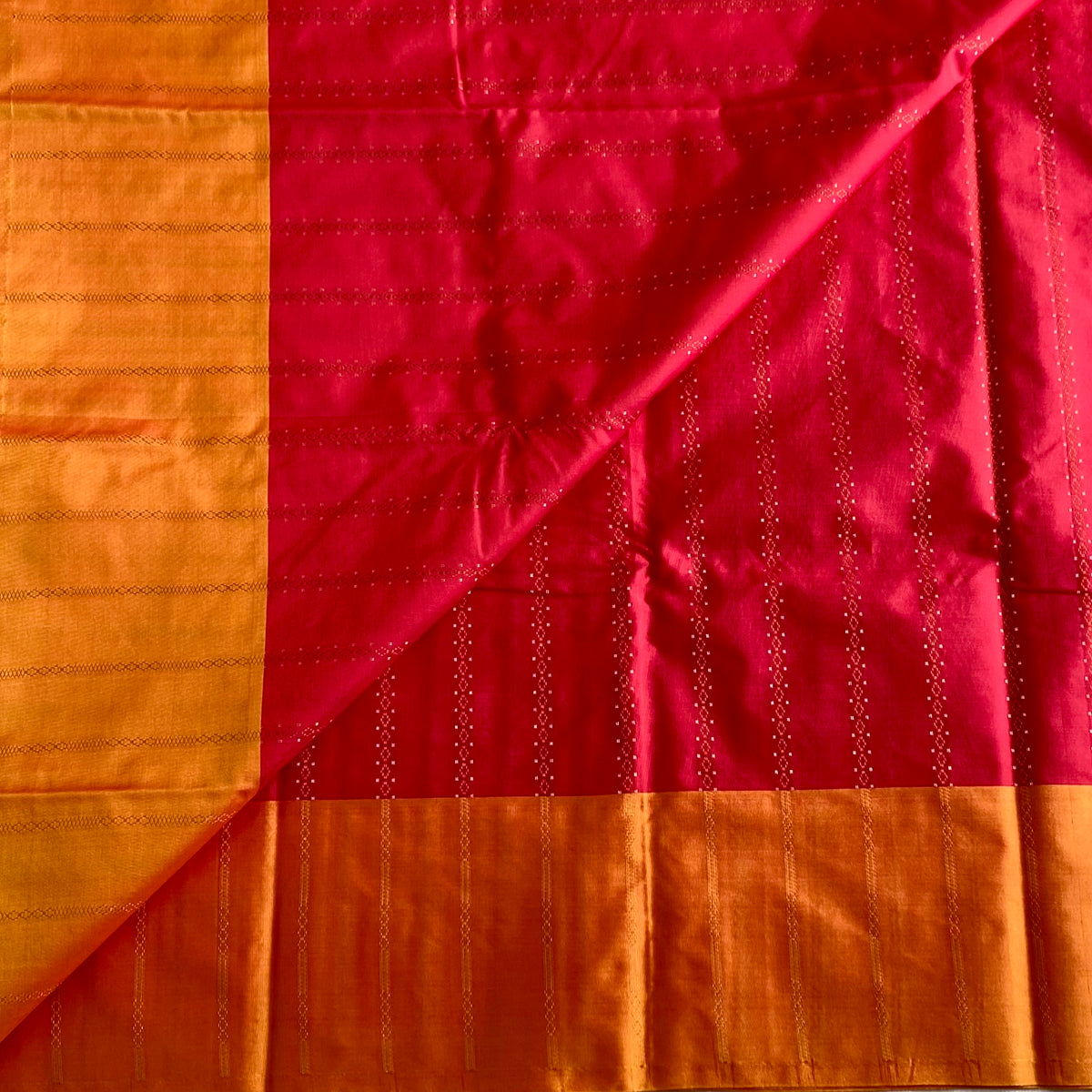 Deep Rani Soft Mixed Silk With Sunset Orange Pallu