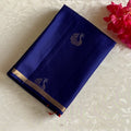 Midnight Blue Designer Pure Silk Saree With Rani Pink Pallu