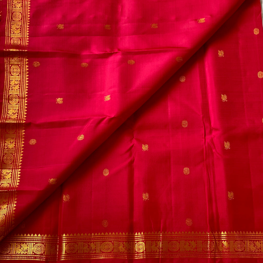 Cherry Pinkish red designer Kanjeevaram pure zari silk
