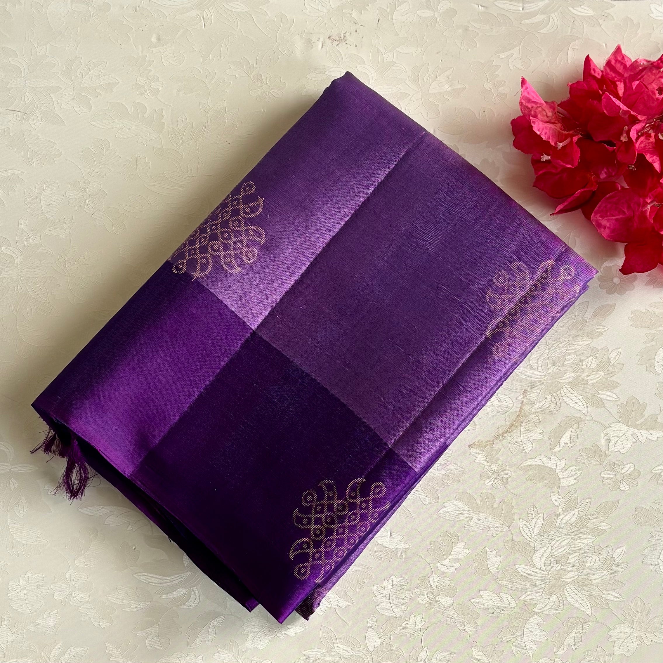 Royal Purple Designer Pure Silk Saree With Metallic Gold Jaal