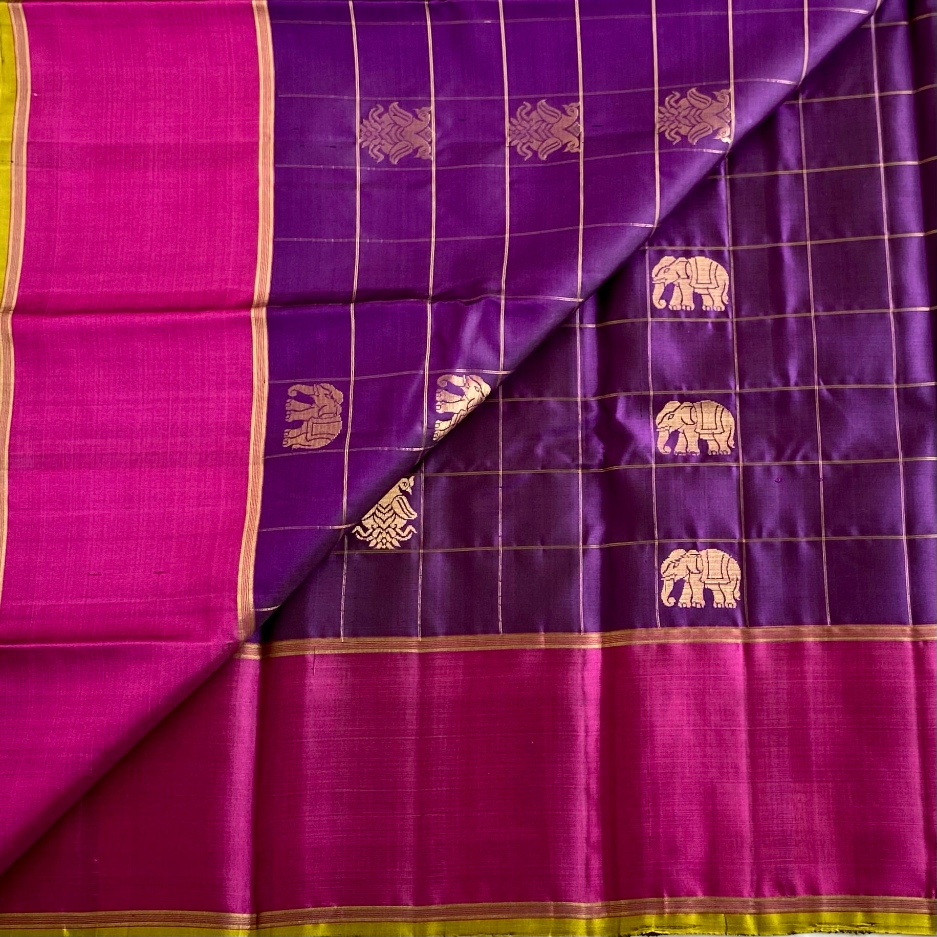 Majestic Purple With Rich Magenta Traditional Designer Pure Silk