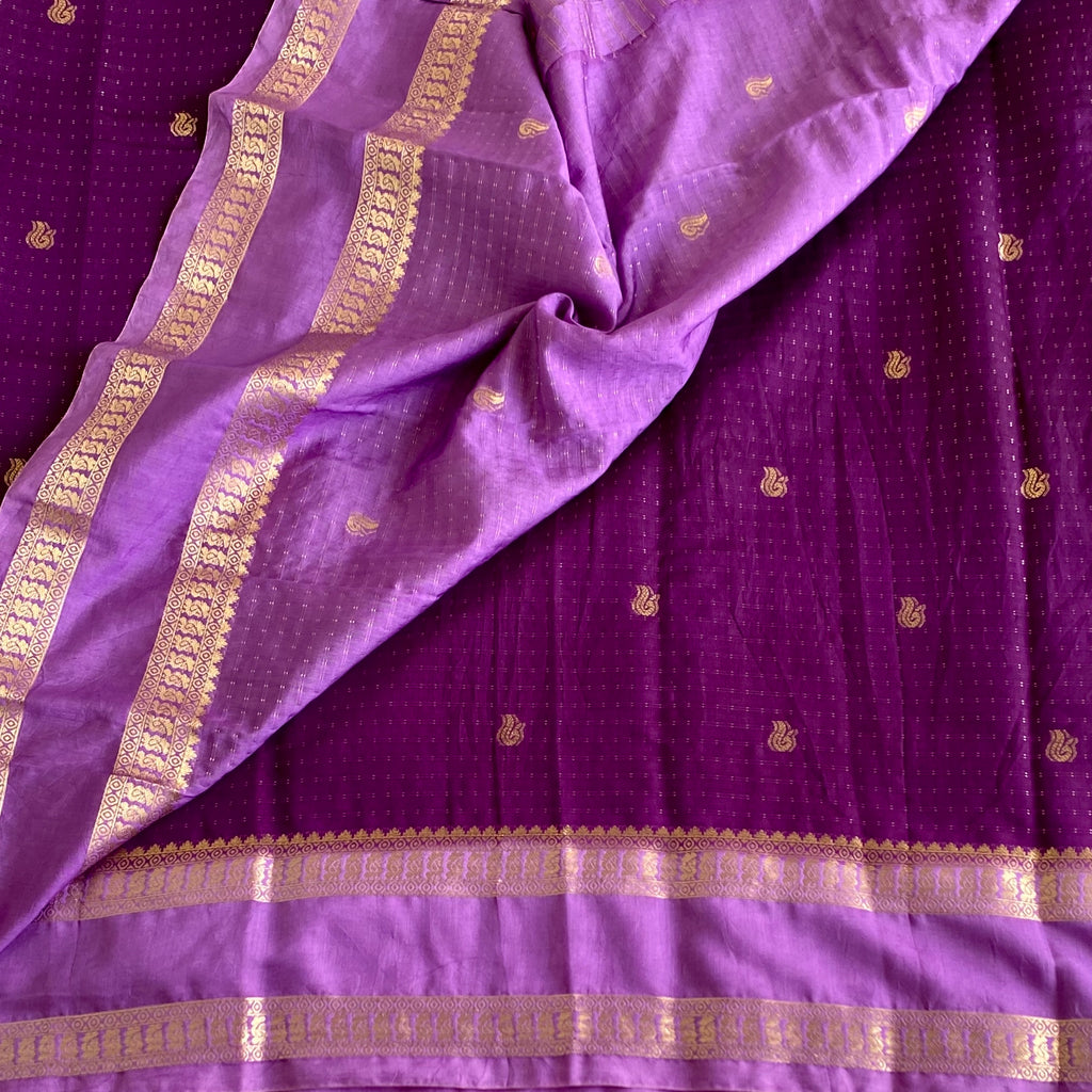 Royal Purple Soft Tussar Silk Saree With Light Lavender Pallu