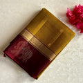 Mustard Yellow Designer Pure Silk Saree With Deep Maroon Pallu