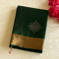 Forest Green Fuchsia Silk Saree Geometric Buta Gold Zari Border