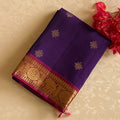 Royal Purple Zari Border Saree with Fuchsia Pallu and Elephants