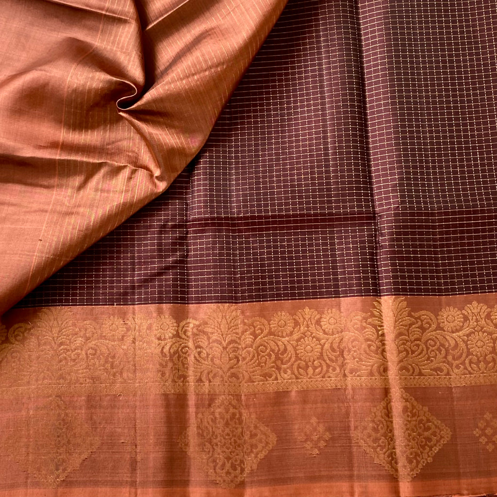 Deep Burgundy Burnt Orange Saree Antique Gold Brocade Traditional Wear