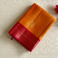 Sunset Yellow Designer Pure Silk Saree Magenta Pink Zari Border