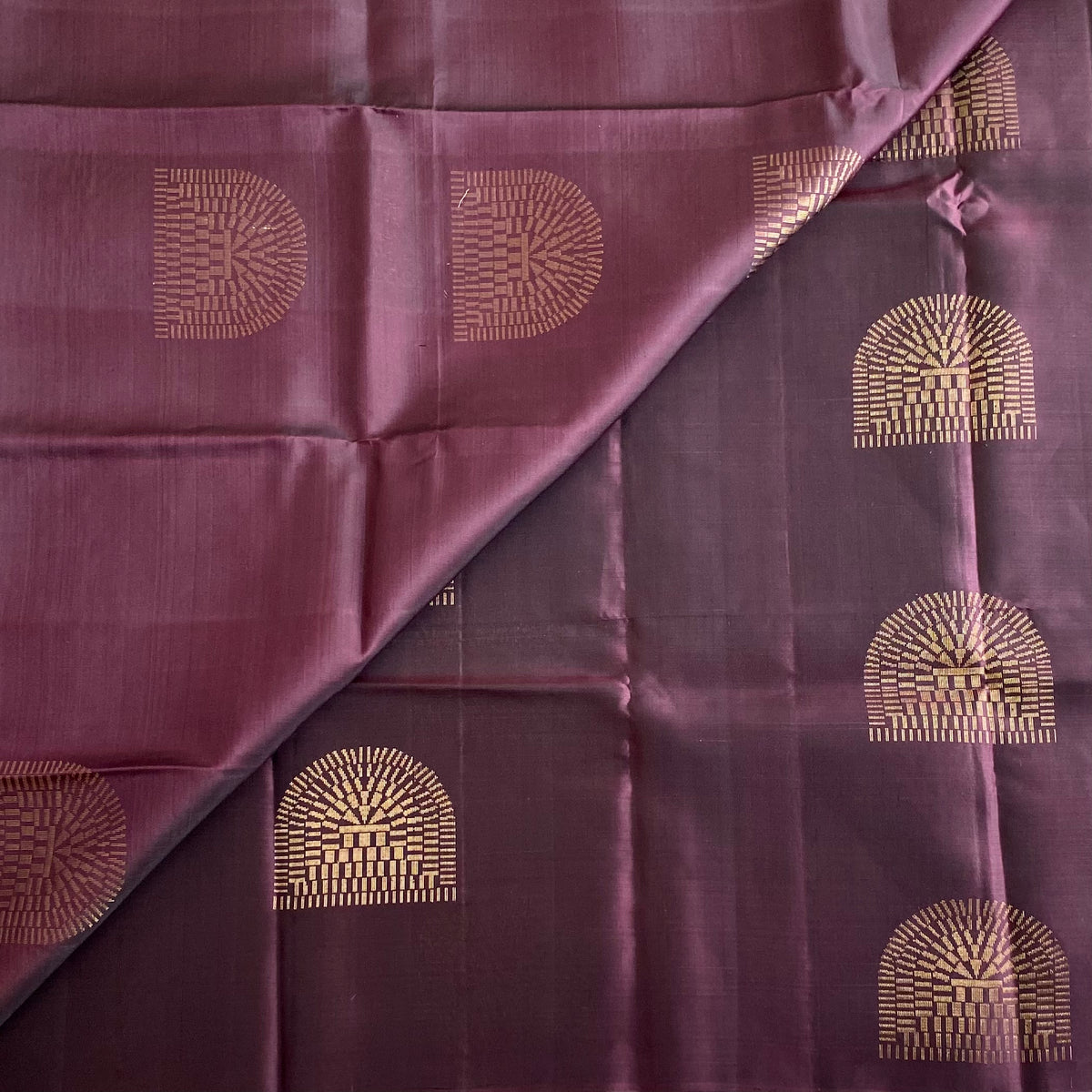 Burgundy Brown Designer Pure Silk Saree With Burnt Orange Pallu