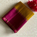 Golden Mustard With Magenta Intricate Zari Woven Designer Pure Silk