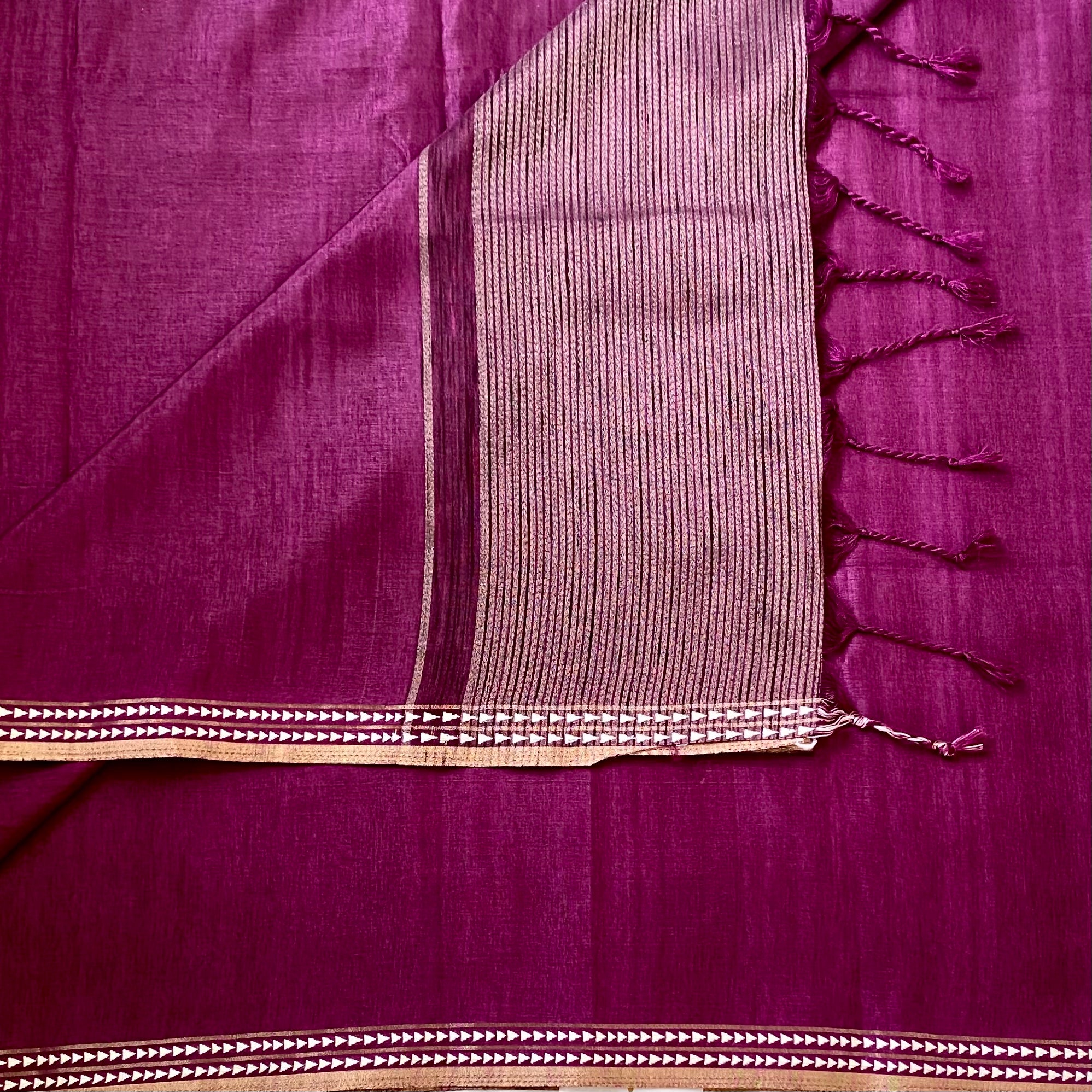Deep Magenta Luxurious Tussar with tiny borders