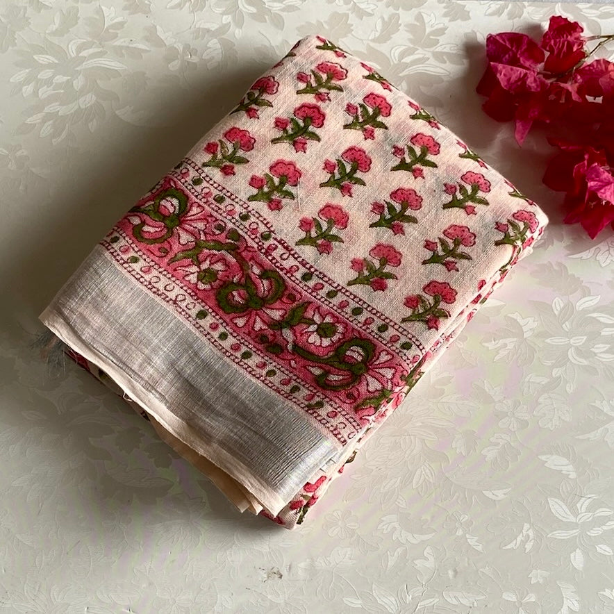 Dreamy Summer Pastel Sorbet - Block Printed Soft Linen Elegance