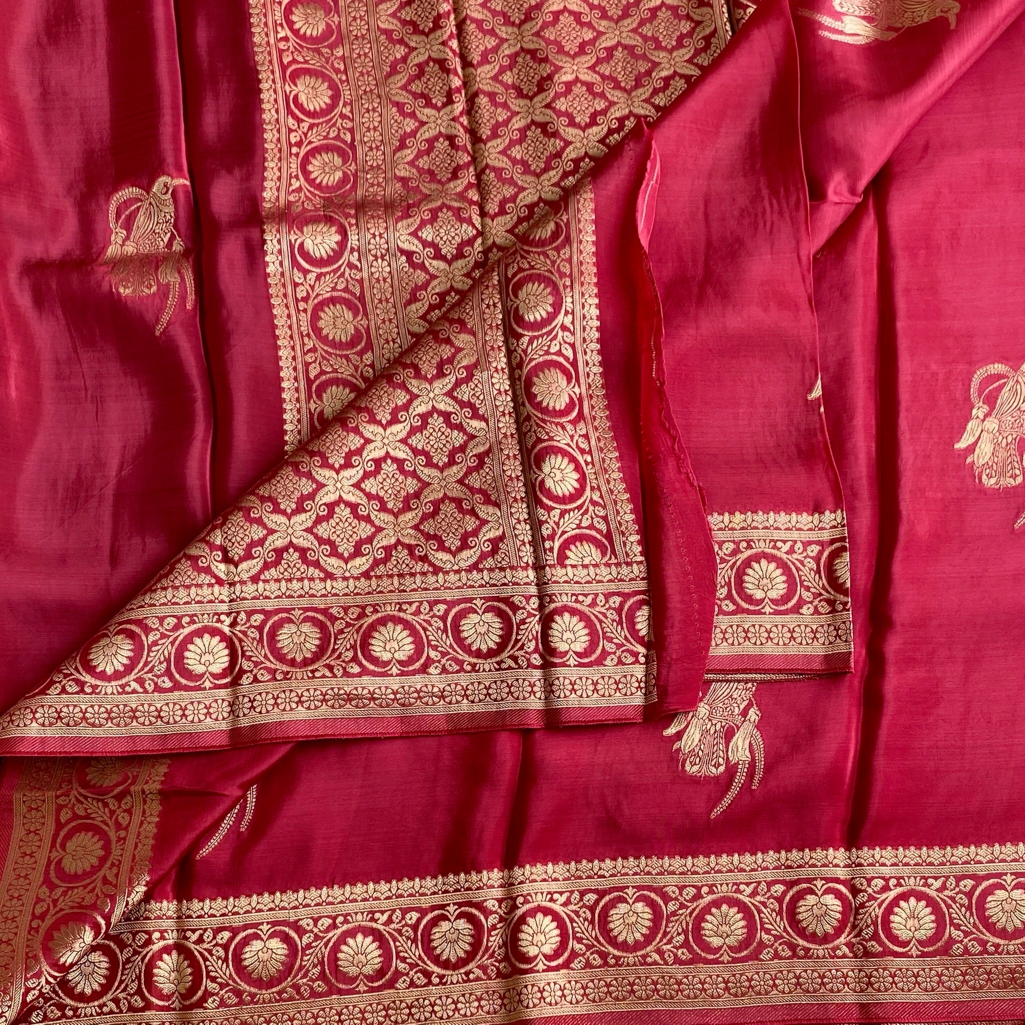 Rose Pink Soft Crepe Silk Saree With Wine Designer Blouse