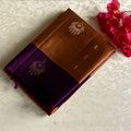 Royal Purple And Burnt Orange Designer Pure Silk Saree With Zari