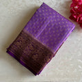Metallic Lavender with Purple Banarasi Crepe Silk Saree With Antique Gold Pallu