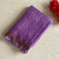 Lavender Purple Banarasi Crepe Silk Saree With Antique Gold Brocade