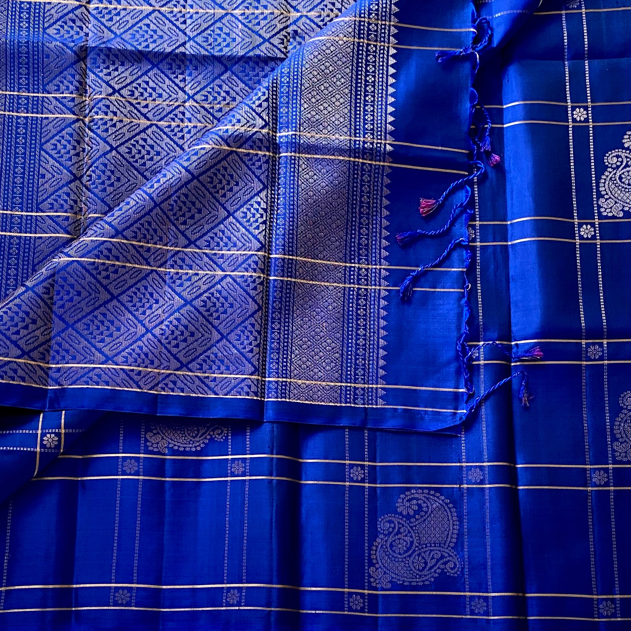 Royal Blue Designer Pure Silk Saree With Metallic Gold Zari