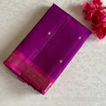 Deep Magenta With Rani Pink Kanjeevaram Pure Zari Silk Saree With Gold Border