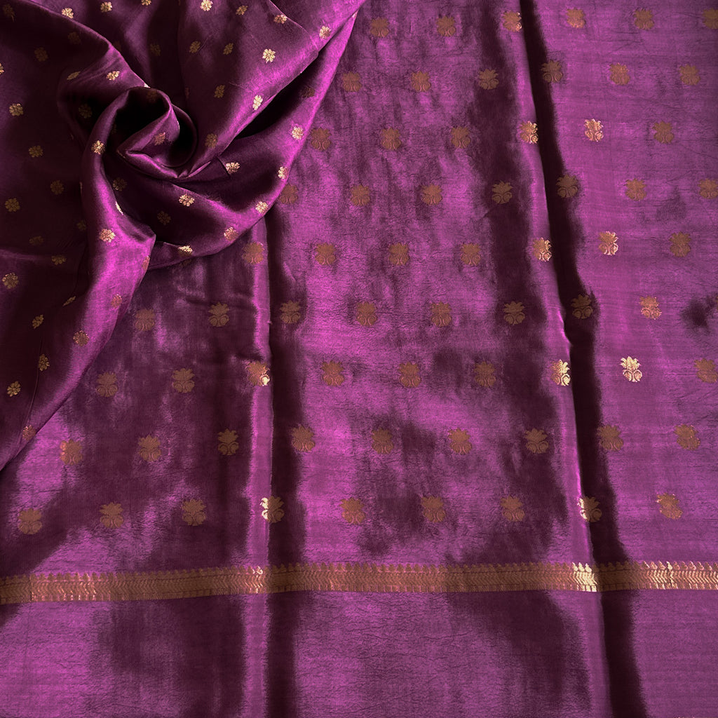 Dual shaded lavender plum soft crepe silk