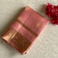 Dreamy Blush Pink Designer Pure Silk Saree With Antique Gold Zari